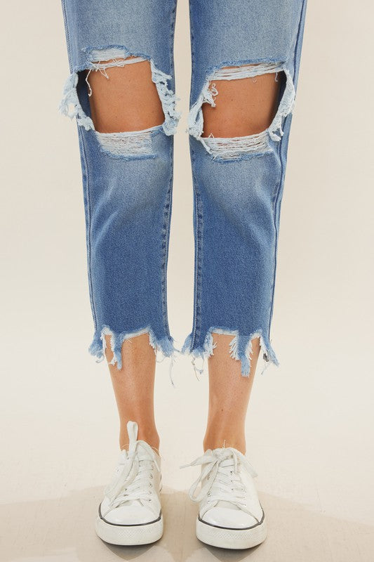 Dames Spijkerbroek Hoge Taille Mom Fit Denim 4