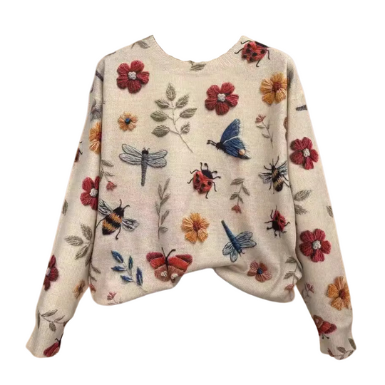 Dames Sweater met Bloemdesign voor Casual en Thuisgebruik 0