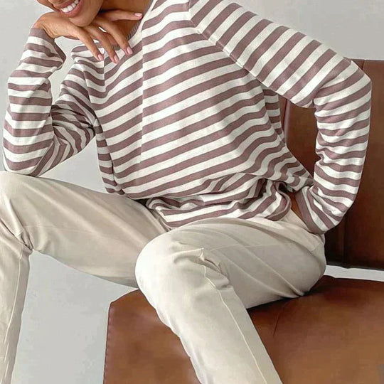 Dames T-shirt Met Strepen Lange Mouwen Voor Herfststijl 2