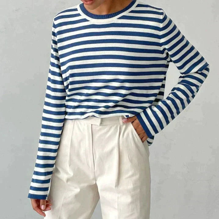 Dames T-shirt Met Strepen Lange Mouwen Voor Herfststijl 3