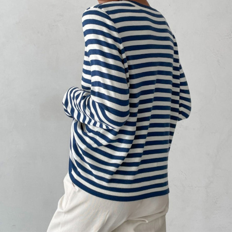 Dames T-shirt Met Strepen Lange Mouwen Voor Herfststijl 7