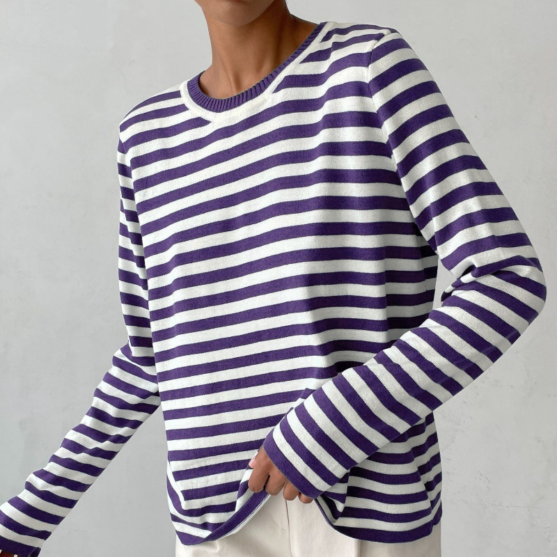 Dames T-shirt Met Strepen Lange Mouwen Voor Herfststijl 9