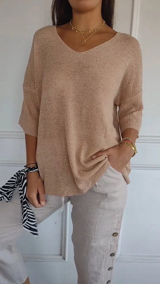 Dames Top V-Ausschnitt Casual Chic 0