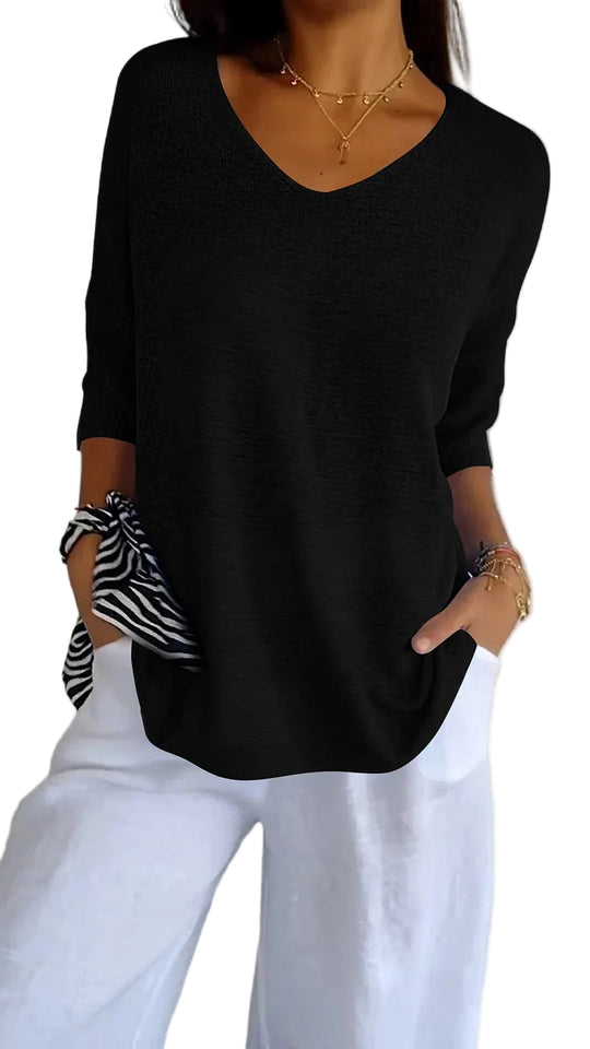 Dames Top V-Ausschnitt Casual Chic 2