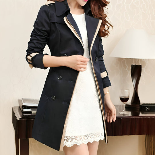 Dames Trenchcoat Lange Stijl Met Tailleriem 3
