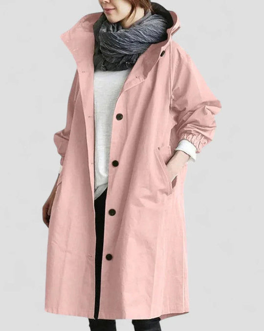 Dames Trenchcoat met Capuchon en Waterdichte Afwerking 3