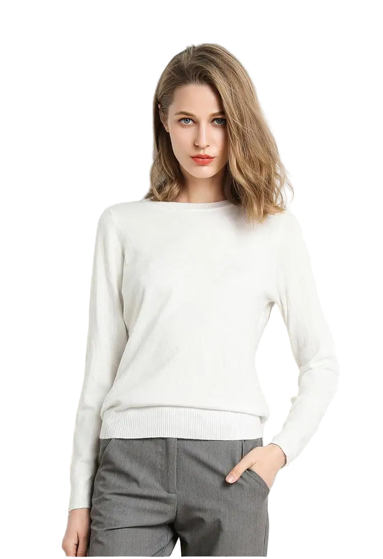 Dames Trui Merino Wol O-Hals Pullover Lange Mouwen 8