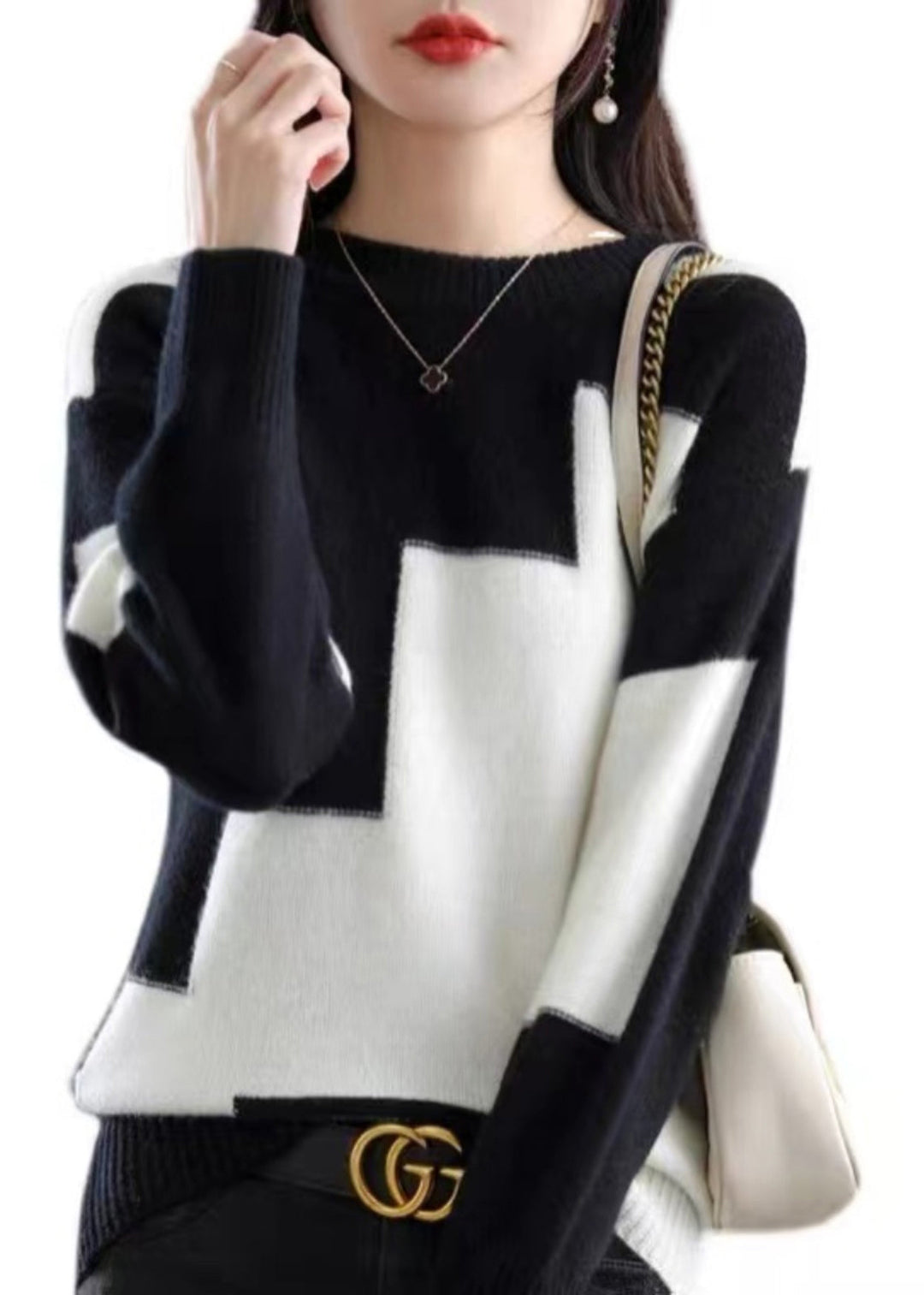 Dames Trui O-hals Patchwork Casual Stijl 4