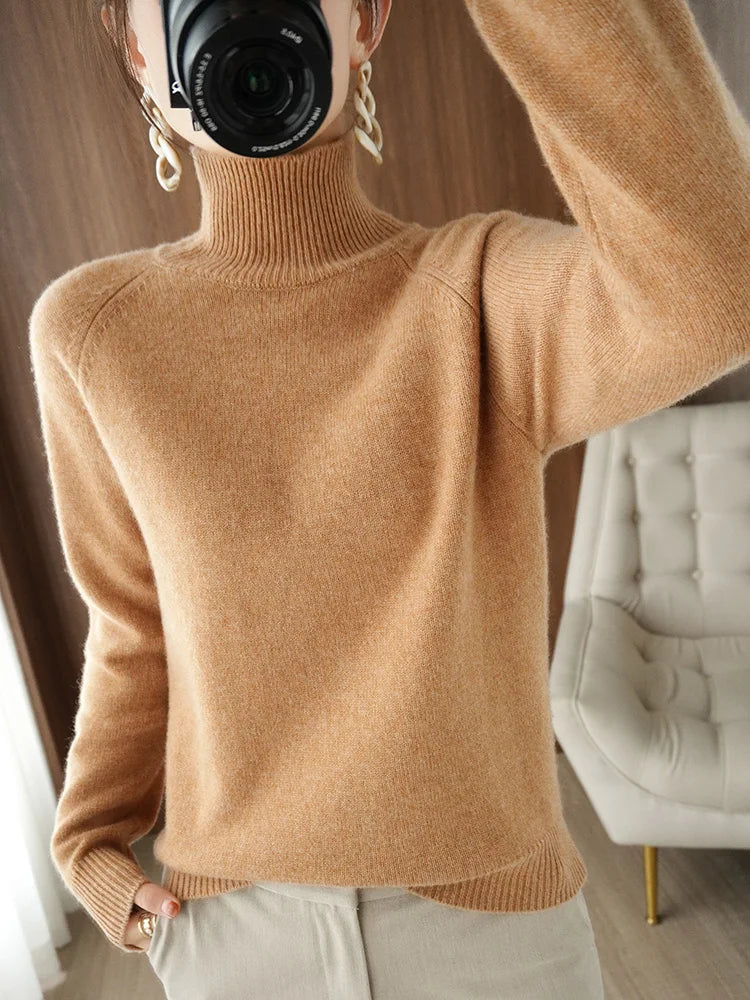 Dames Turtleneck Trui Merino Wol Zacht Herfst Winter 1