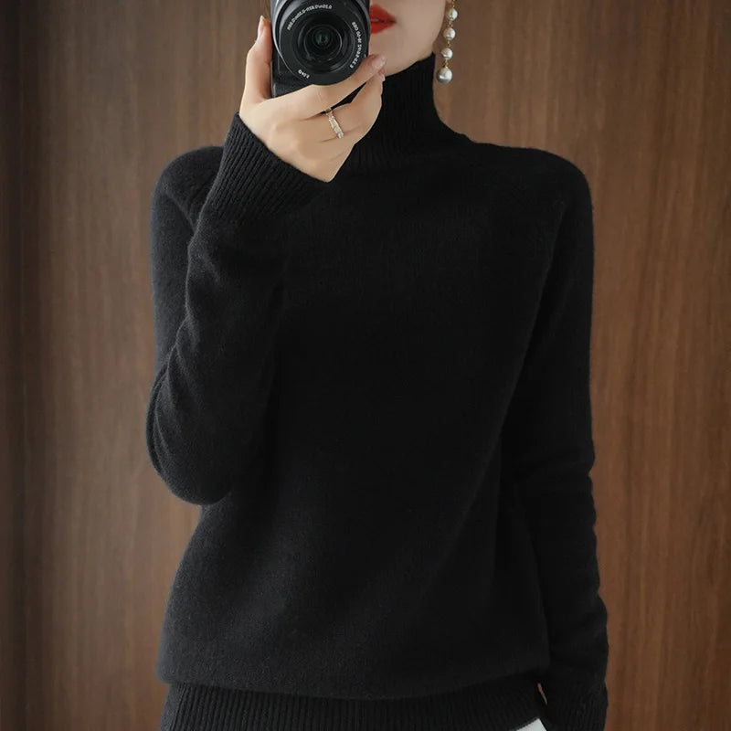 Dames Turtleneck Trui Merino Wol Zacht Herfst Winter 11