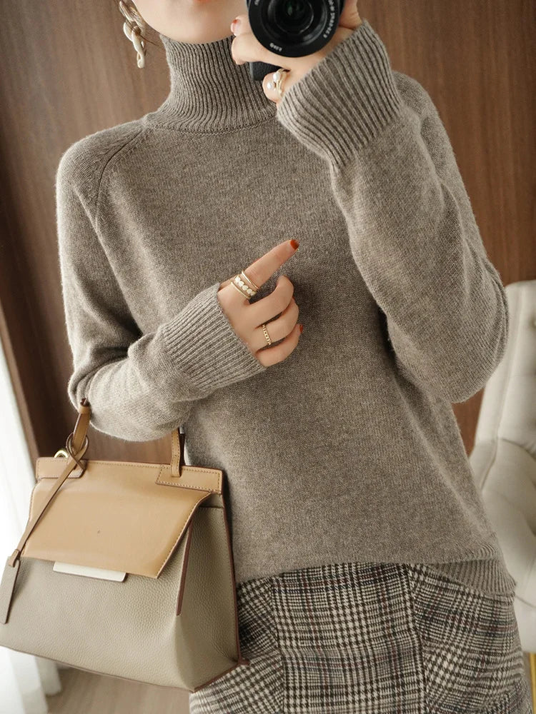 Dames Turtleneck Trui Merino Wol Zacht Herfst Winter 2