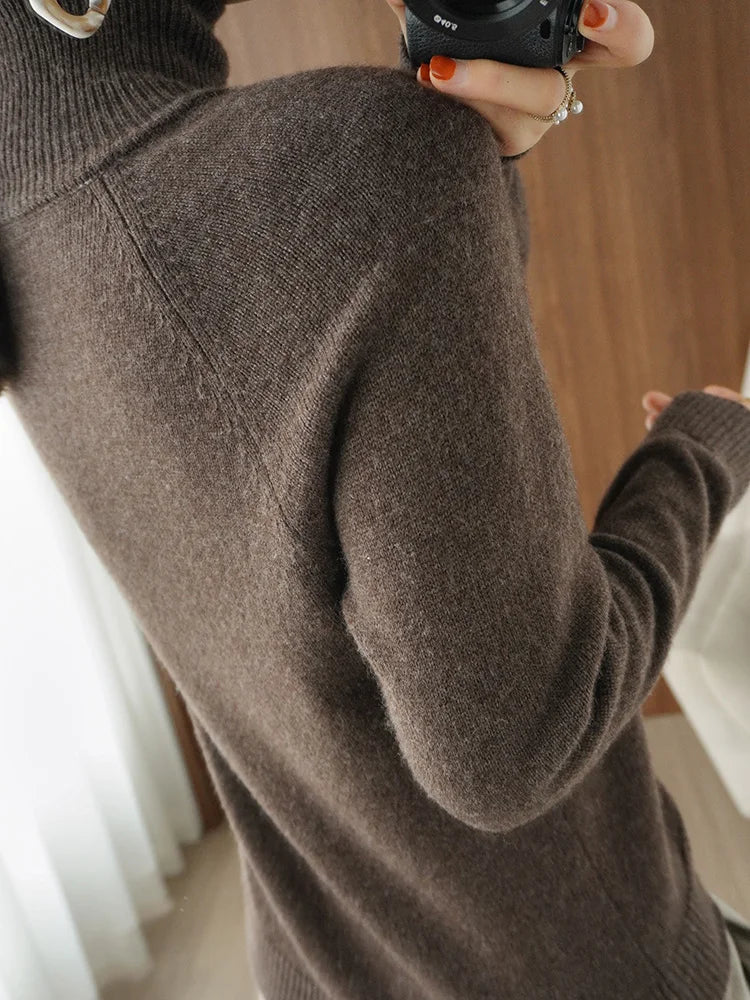 Dames Turtleneck Trui Merino Wol Zacht Herfst Winter 3