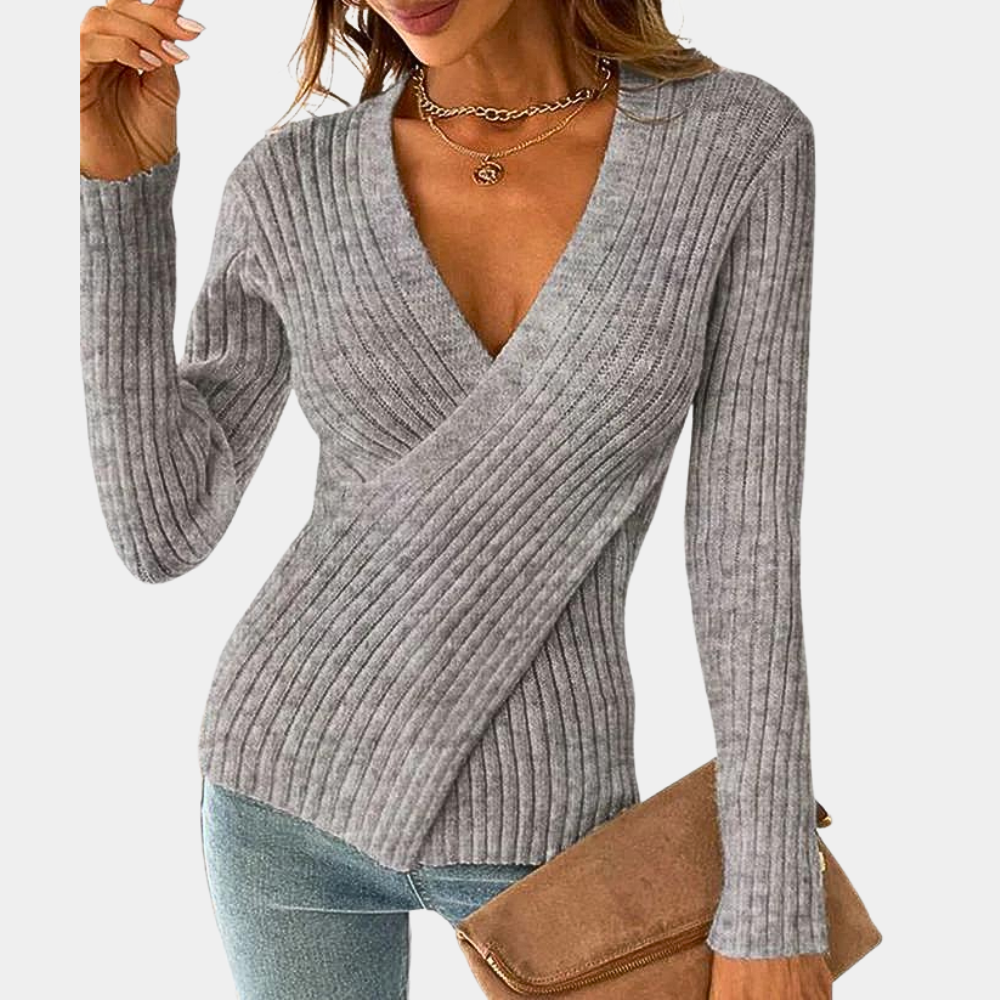 Dames V-hals Trui Met Criss-Cross Details Casual Chic 0