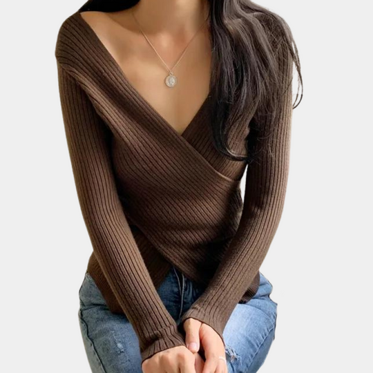Dames V-hals Trui Met Criss-Cross Details Casual Chic 8