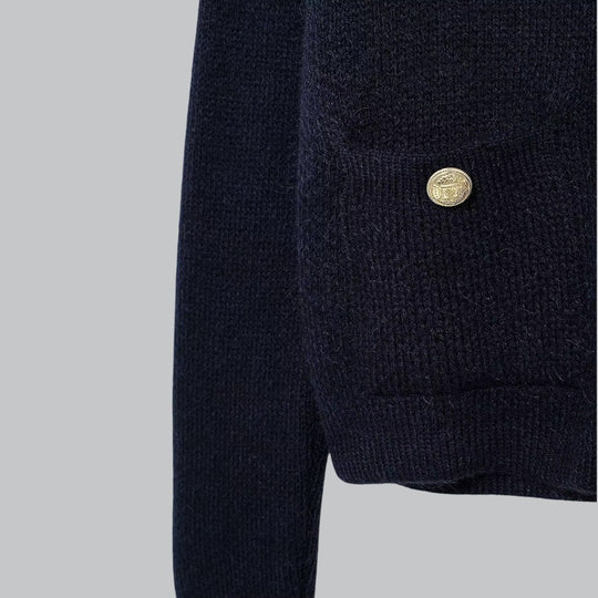 Dames Vest Gebreid met Gouden Knopen 7