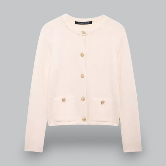 Dames Vest Gebreid met Gouden Knopen 9