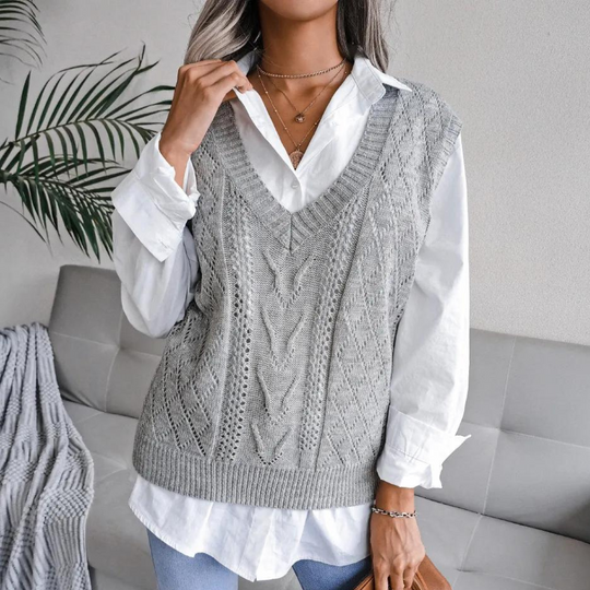 Dames Vest Modern Gebreid Voor Casual en Formele Gelegenheden 1