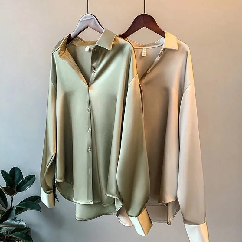 Dames Vintage Blouse met Zijden Overhemdstijl 2
