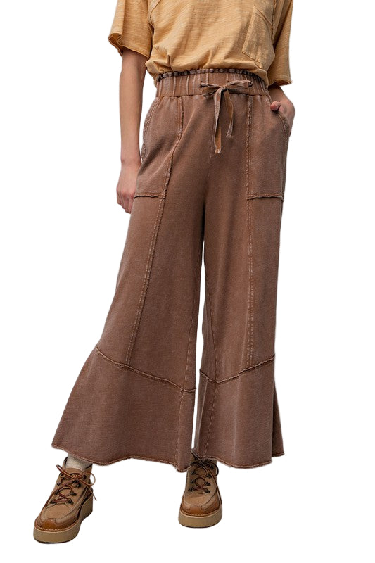 Dames Wijde Pantalon van Terry Knit in Mineral Wash 0