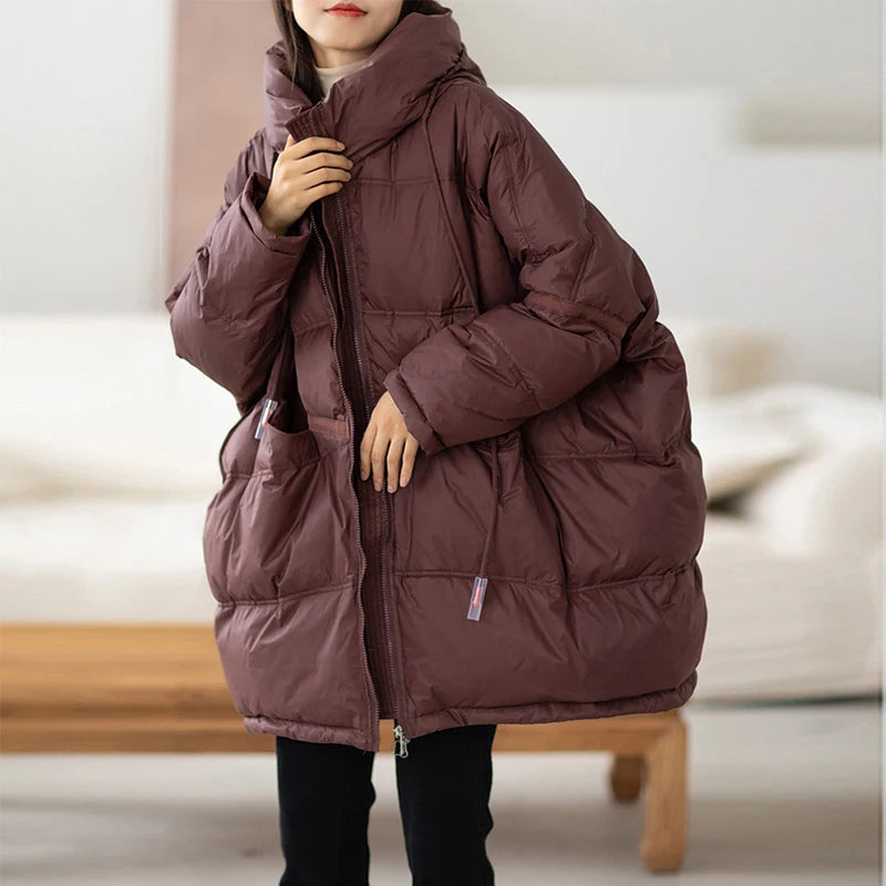 Dames Winter Parka Met Capuchon Losse Pasvorm voor Comfort en Warmte 1