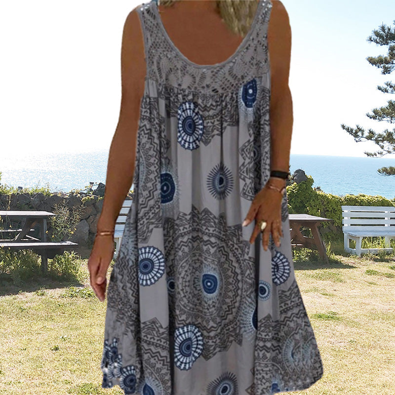 Dames Zomerjurk Mouwloos Speelse Print 3