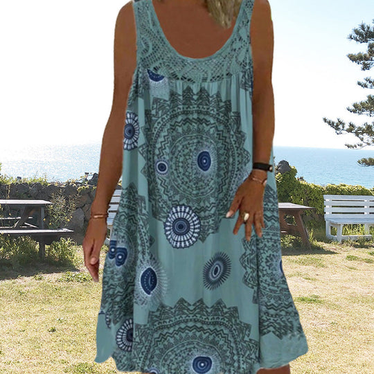 Dames Zomerjurk Mouwloos Speelse Print 4