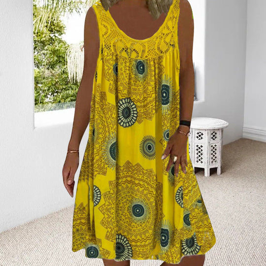 Dames Zomerjurk Mouwloos Speelse Print 5