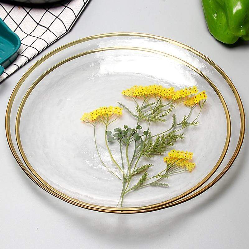 Decoratief Glasbord Bloemenprint Gouden Rand 1