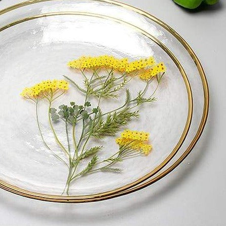 Decoratief Glasbord Bloemenprint Gouden Rand 2