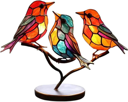 Decoratieve Sculptuur van Kleurrijke Vogels op Tak 2