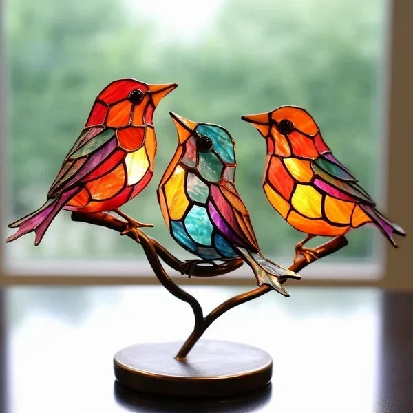 Decoratieve Vogelbeeldjes in Gekleurd Acryl 2