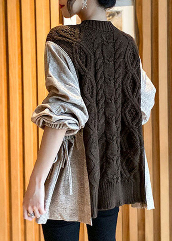 Dikke Gebreide Trui met Patchwork Design voor Dames 3