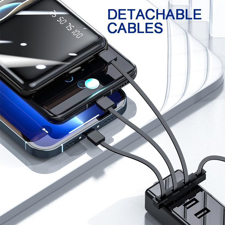 Draagbare Mini-Powerbank 20000 mAh met Geïntegreerde Kabels 4