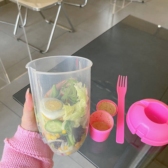 Draagbare Saladecontainer Met Dressinghouders 1000 ml 1