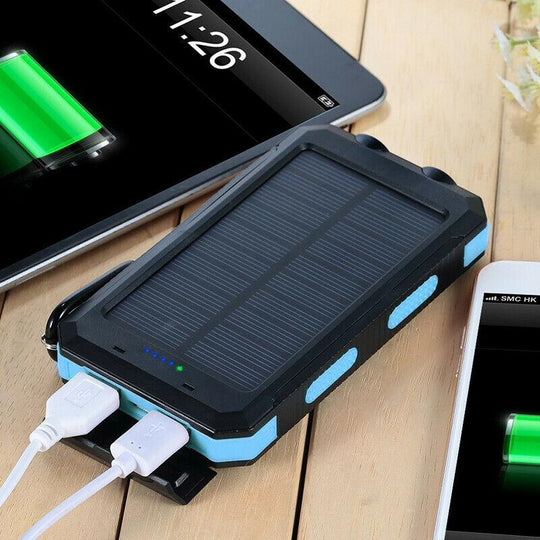 Draagbare Zonne-energiebank met Dubbele USB-poorten en LED-lamp 2