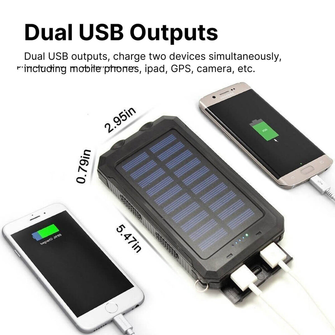 Draagbare Zonne-energiebank met Dubbele USB-poorten en LED-lamp 3