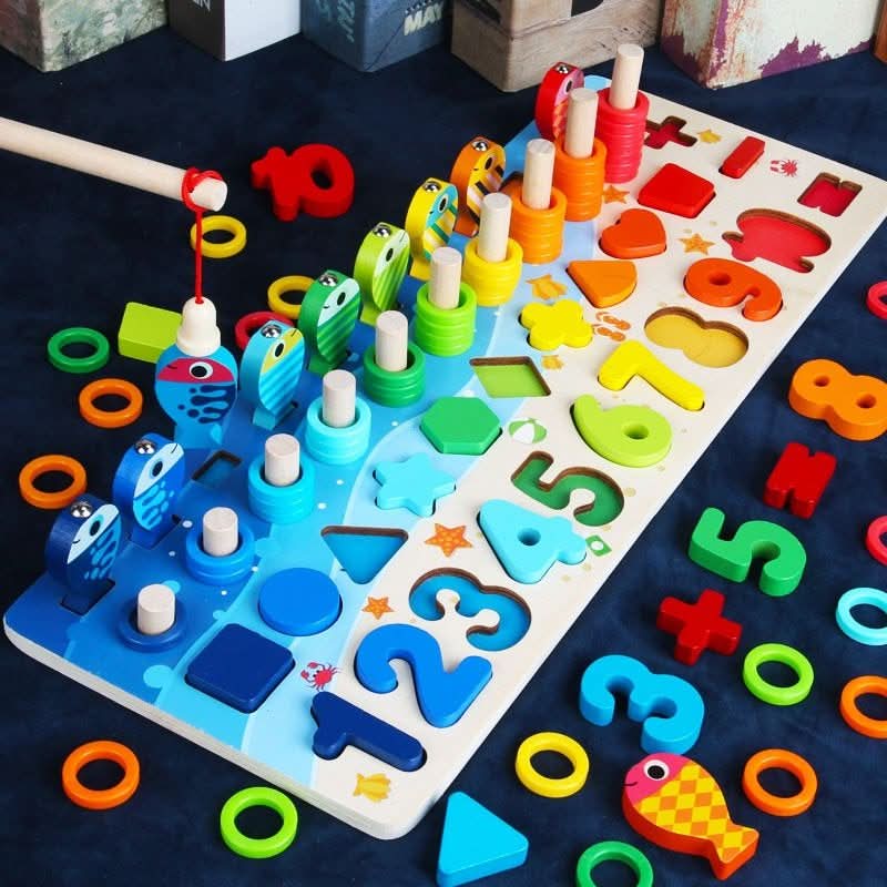 Educatief Houten Spelbord voor Kinderen met Vormen en Cijfers 7