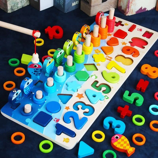 Educatief Houten Spelbord voor Kinderen met Vormen en Cijfers 7