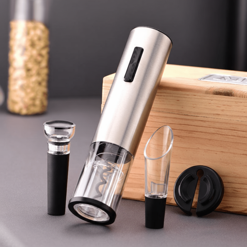Elektrische Wijnopener 4-in-1 met Foliesnijder en Vacuümstopper 1