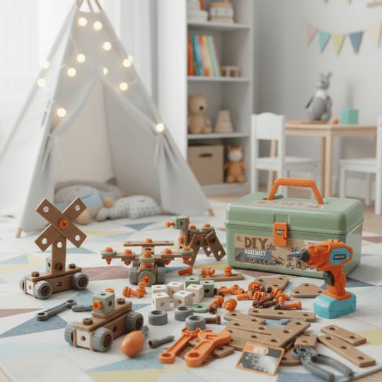Gereedschapsset voor Kinderen - 100-delige Creatieve Bouwset 0