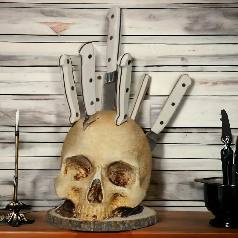 Gothic Doodskop Messenhouder voor de Keuken 3