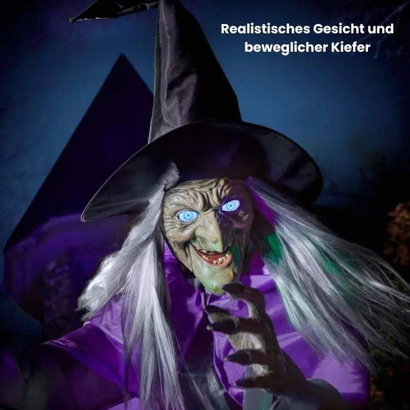 Halloween Decoratie Vliegende Heks met Licht en Geluid 1