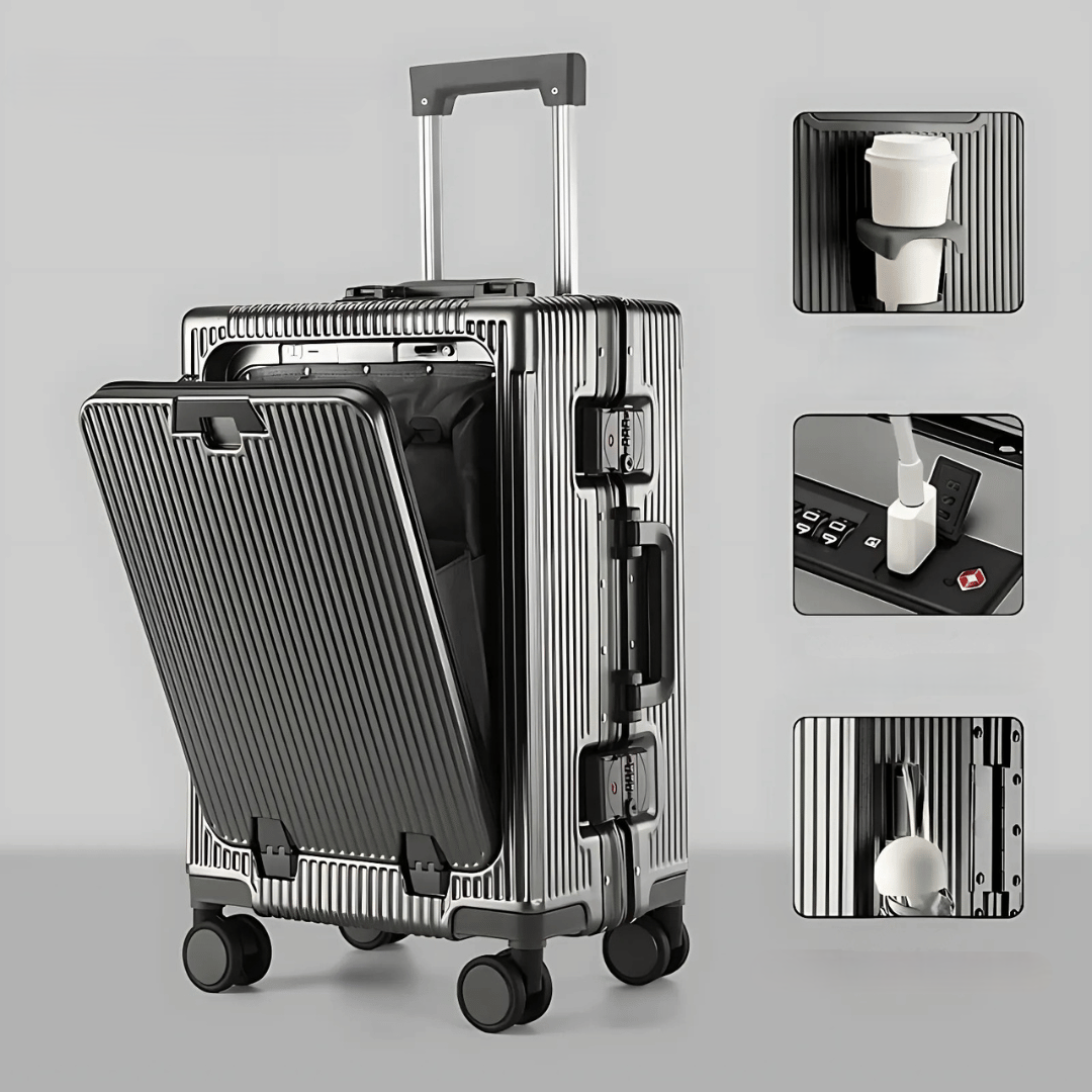 Handbagage Koffer Voor Zakenreizigers Met Aluminium Frame En USB Oplaadpoort 10
