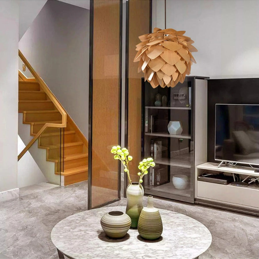 Hanglamp Eettafel Houten Dennenappel Ontwerp voor Woonkamer en Slaapkamer 6