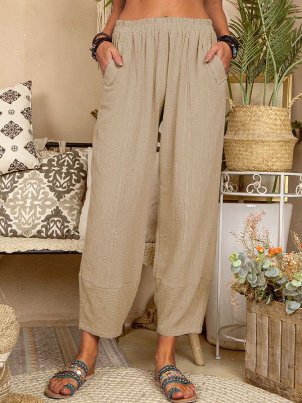 Heren Broek Casual Losse Katoen Linnen 7