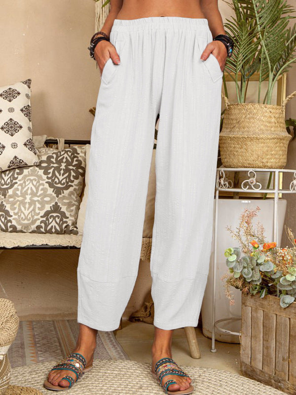 Heren Broek Casual Losse Katoen Linnen 8