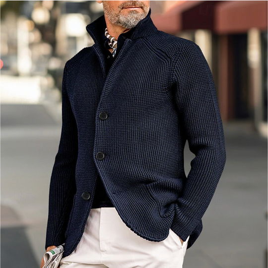 Heren Cardigan Gebreid Met Hoge Kraag - Casual En Semi-Formeel Stijl 2