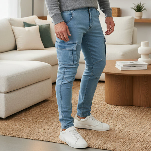 Heren Cargo Broek Aansluitende Pasvorm Met Praktische Zakken 0