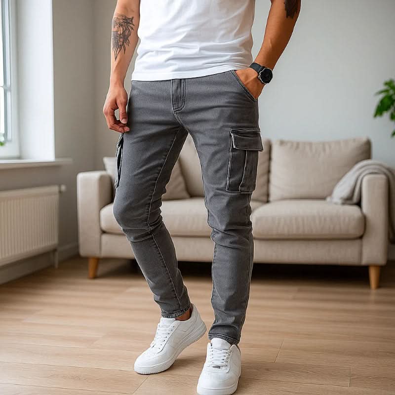 Heren Cargo Broek Aansluitende Pasvorm Met Praktische Zakken 1