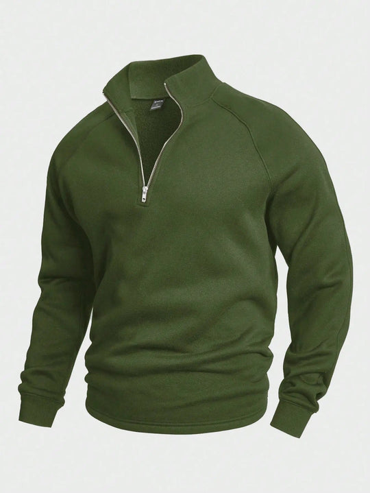 Heren Halv-Zip Trui Comfortabel Casual Katoenmix 6